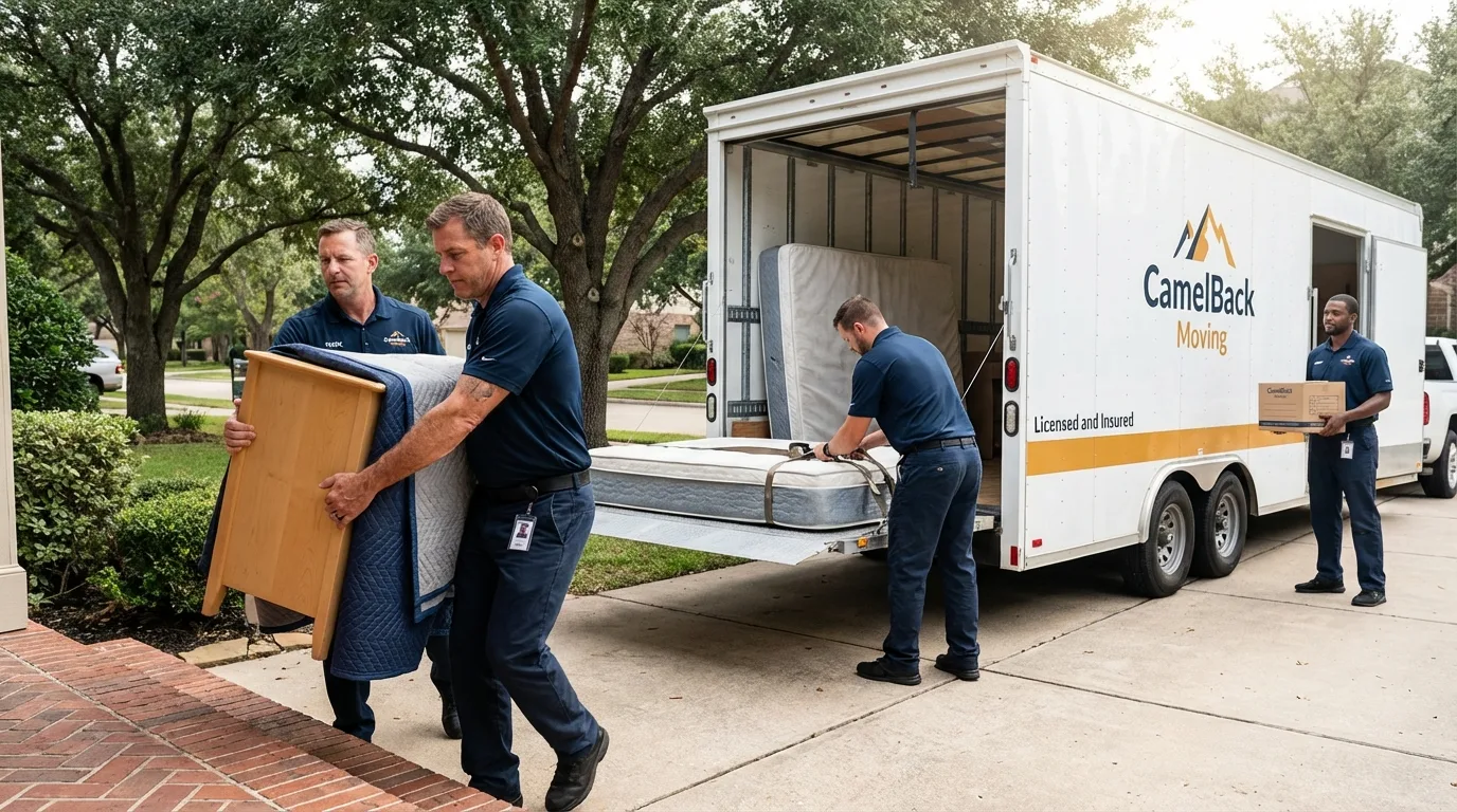 Crew loading residential truck for cross-state move from Tivoli, NY